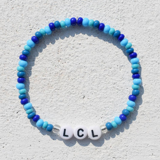 London City Lionesses LCL women's football seed bead bracelet in blue seed beads