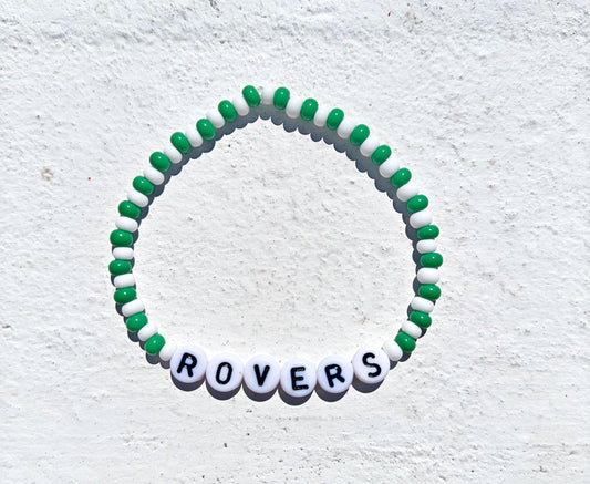 ROVERS Bead Bracelet on Stretch Elastic – Handmade Fan Jewellery for Shamrock Rovers Fans