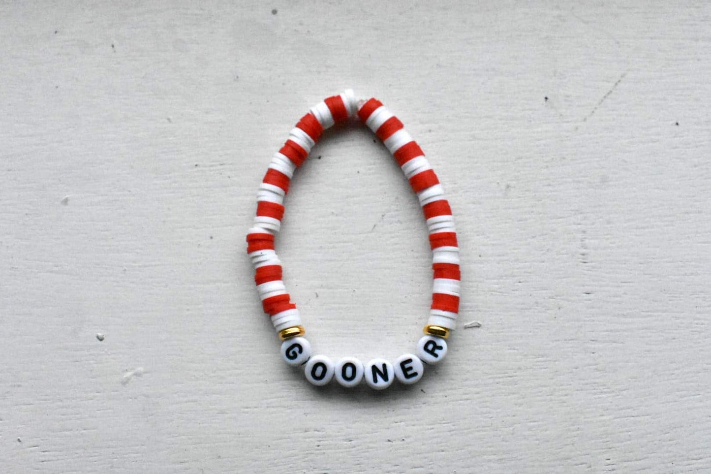 Arsenal Gooner clay bead Bracelet in red and white