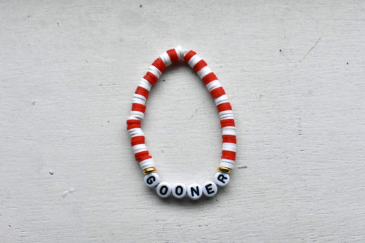 Arsenal Gooner clay bead Bracelet in red and white