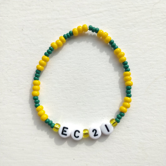 Matildas Tillies (Australia womens football) colored bead bracelet with player personalisation