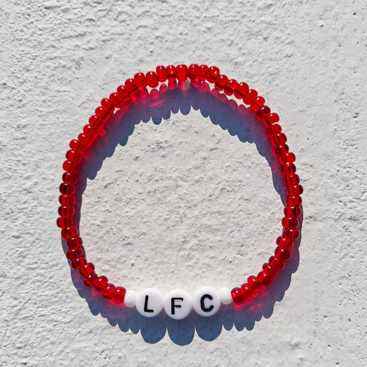 LFC Red Beaded Bracelet – Handmade Liverpool FC Fan Jewelry Gift with red class seed beads
