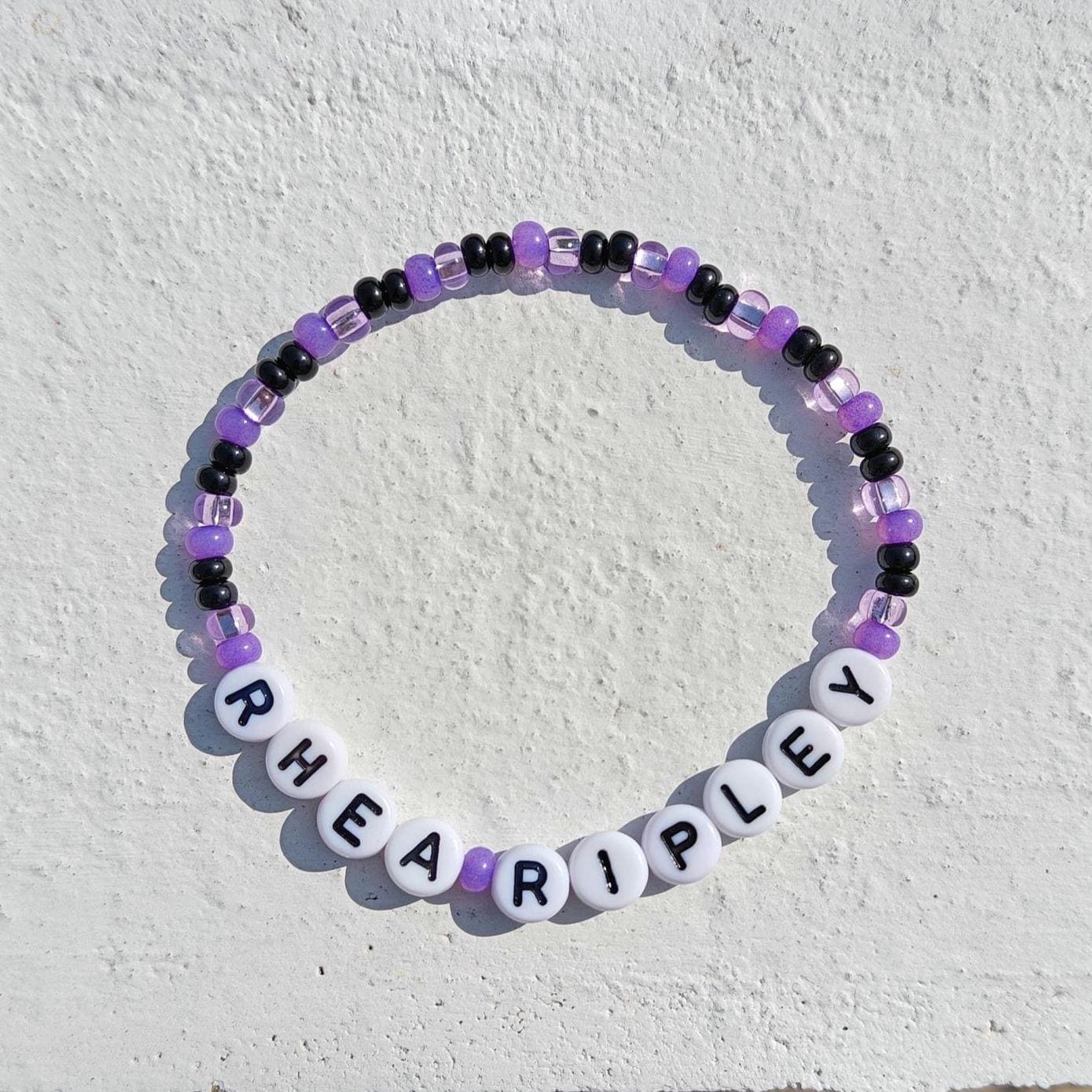 Rhea Ripley WWE Bracelet – Handmade Purple & Black Beaded Wrestling Fan Jewelry