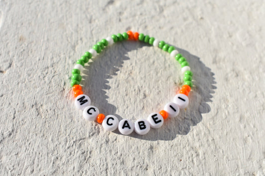 Katie McCabe 11 Ireland Colors Seed Bead Bracelet - Handmade Soccer Tribute Jewelry