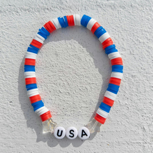 USA bracelet in American colors with star gems