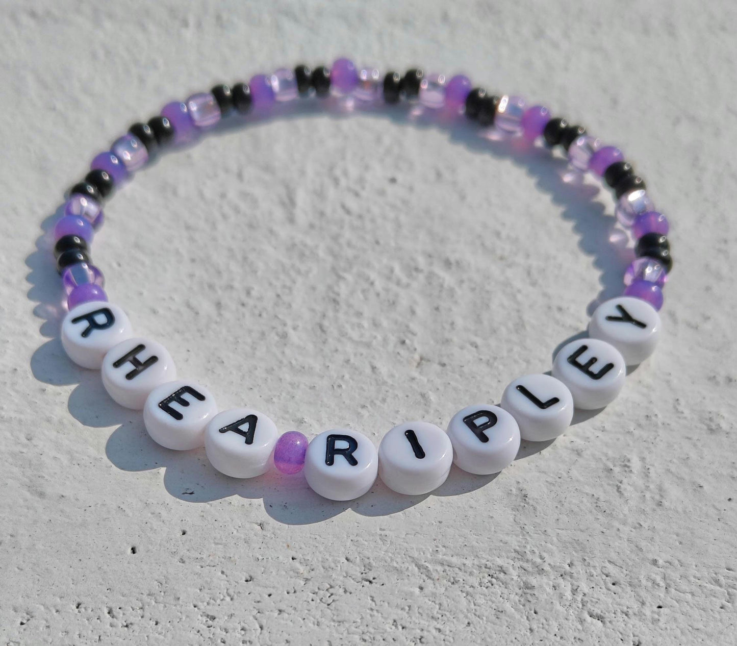 Rhea Ripley WWE Bracelet – Handmade Purple & Black Beaded Wrestling Fan Jewelry