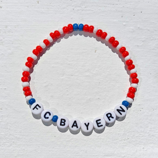 FC Bayern Munich Beaded Bracelet – Handmade Red & White Seed Bead Jewelry | Soccer Fan Bracelet | Football Club Supporter Gift
