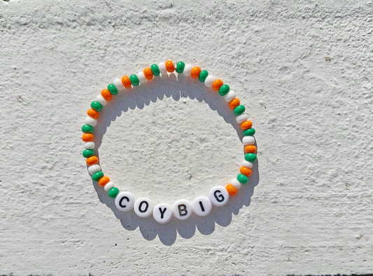 COYBIG Bracelet – Handmade Ireland Football Fan Jewelry | Green, White & Orange Beaded Stretch Bracelet | Gift for Irish Soccer Supporters