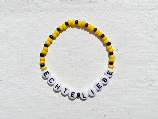 Borussia Dortmund Football "Echte Liebe" Beaded Bracelet – Handmade Black & Yellow Fan Jewellery with Free Shipping
