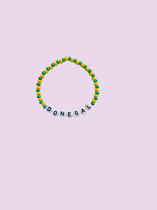 Donegal GAA Football Bracelet – Green and Yellow Seed Bead String Bracelet, Handmade Fan Accessory